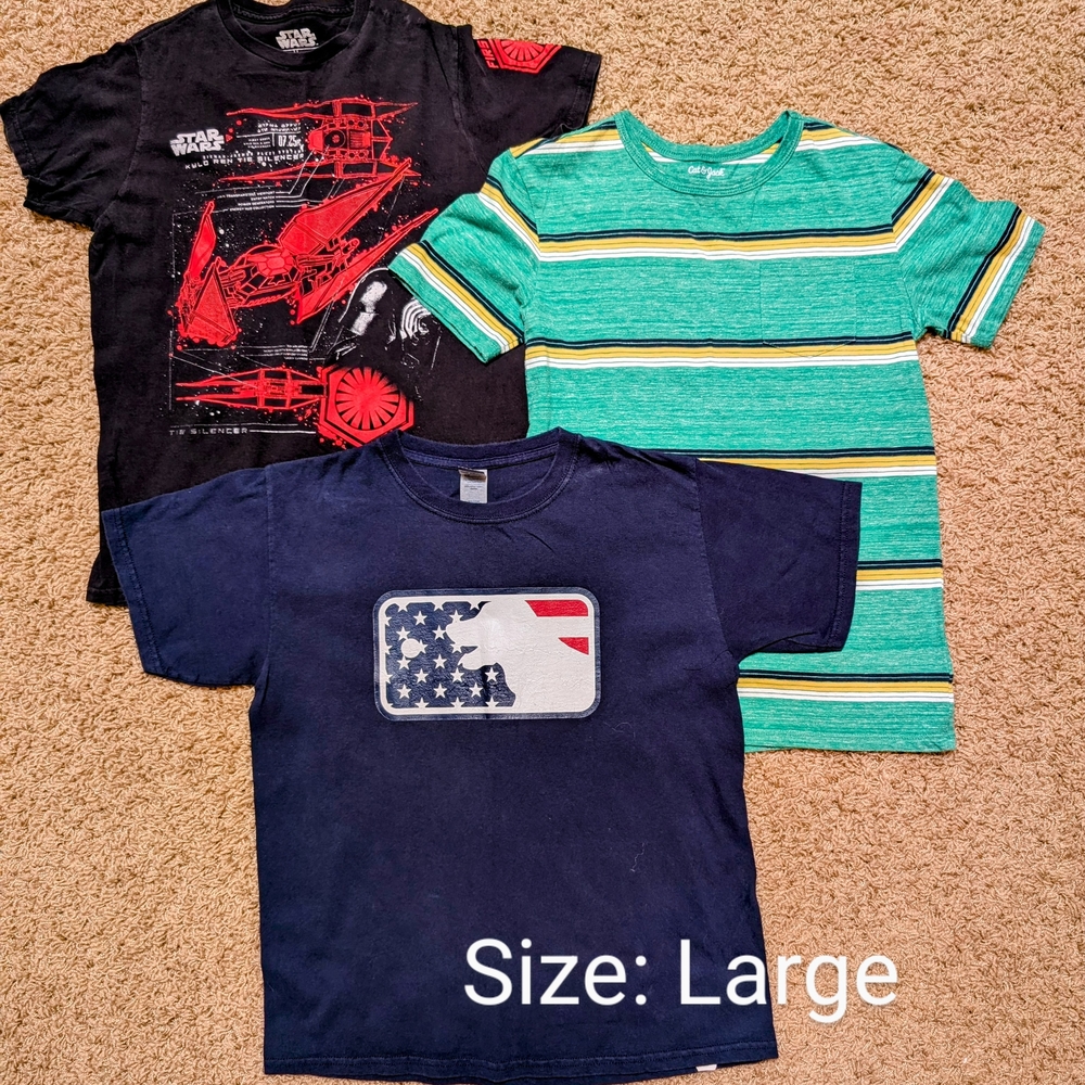 Kids Graphic and Striped T-Shirts - Black, Green, and Navy